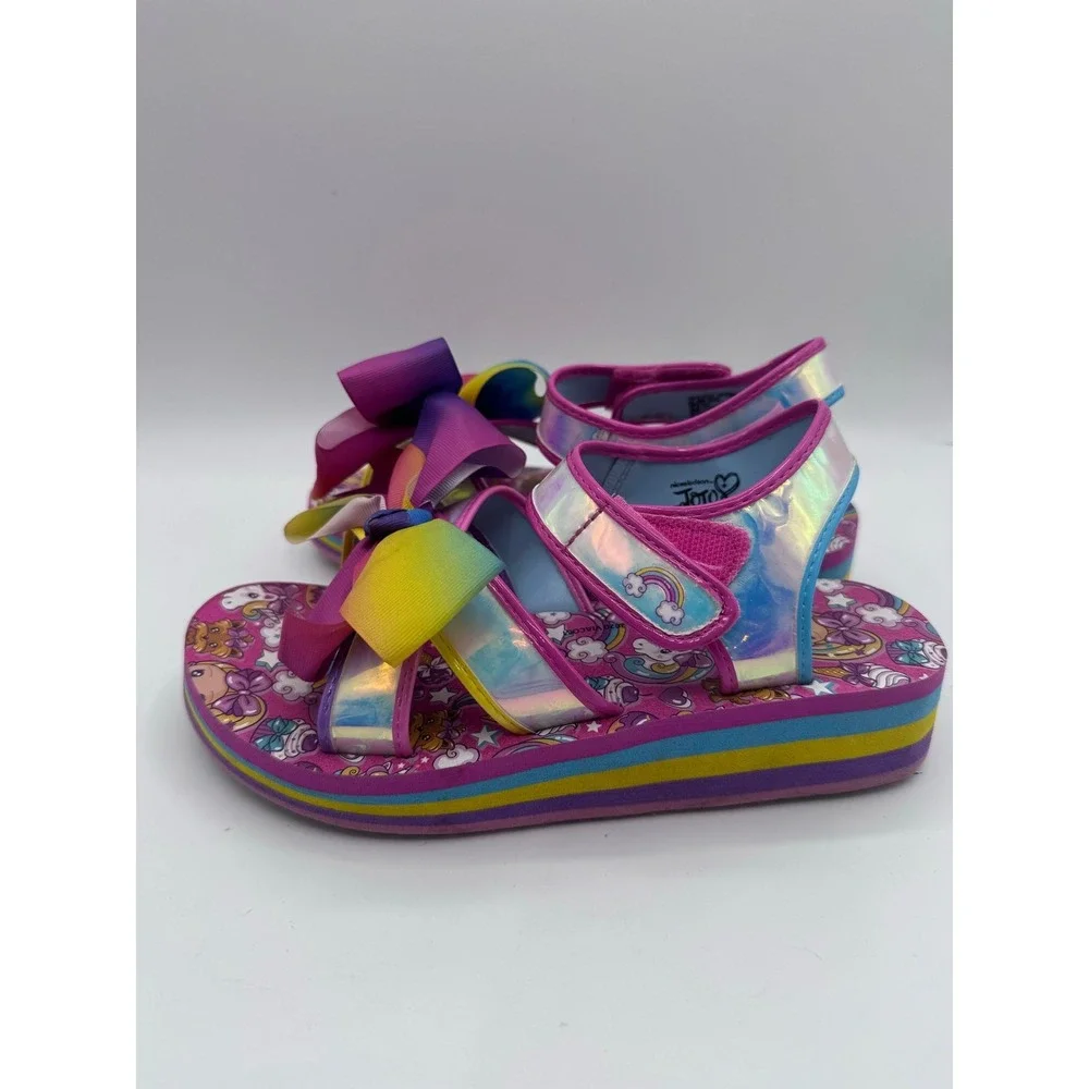 Nickelodeon Jojo Siwa Raimbow‎ Bow EVA Wedge Sandals Girl's Size 5